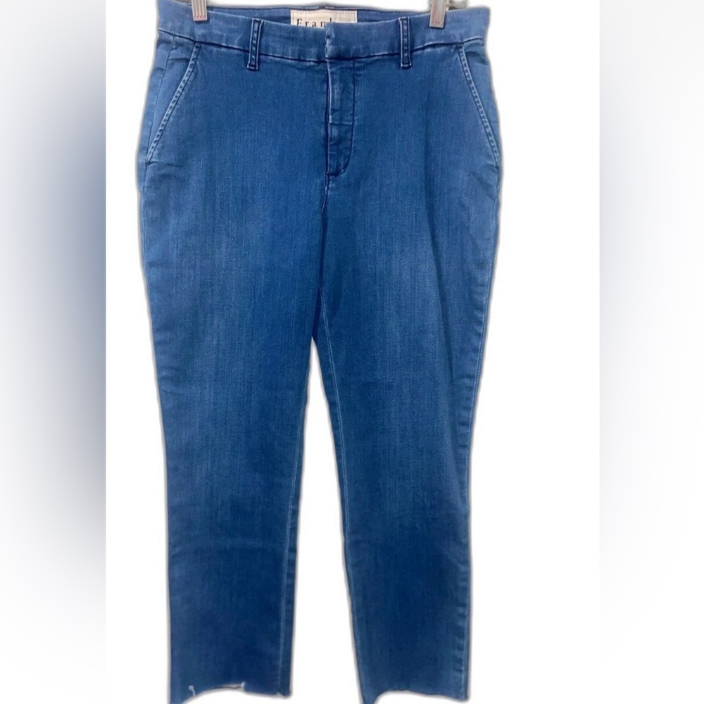 Frank & Eileen Jeans Wicklow Italian Denim Chinos Cropped Raw Hem Womens Size 0